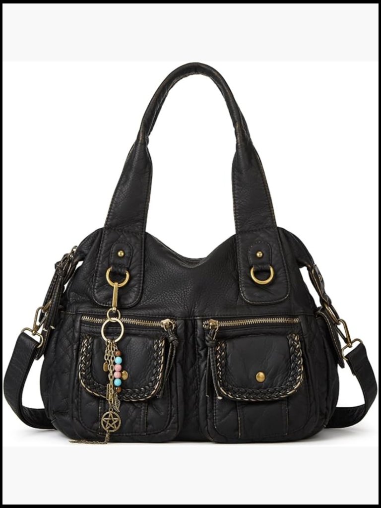 Canvas Hobo Purse Multi Pocket Tote Shopper Shoulder Bag Casual Top Handle